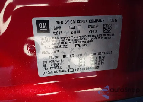 2019 Buick Encore Fwd Preferred из США, поврежденный, VIN KL4CJASBXKB822482